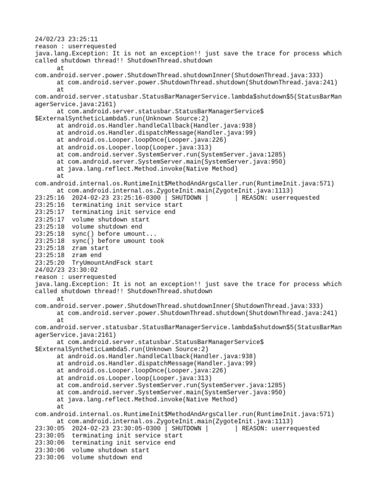 Shutdown Process Trace Analysis | PDF | Java (Programming Language ...
