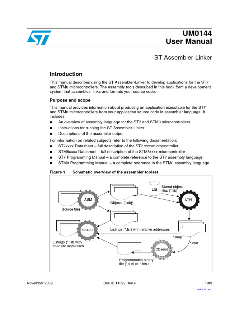 Um0144 ST Assemblerlinker Stmicroelectronics | PDF | Pointer (Computer ...