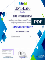 Certificado - Licencia de Construccion