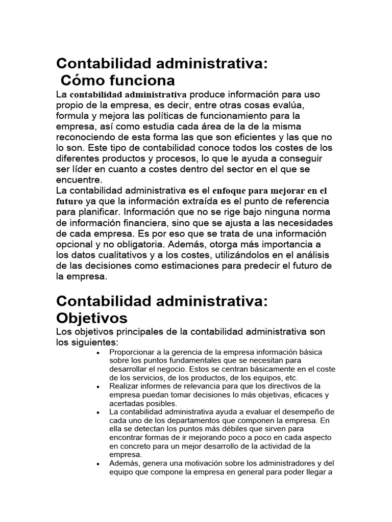 Contabilidad Administrativa Pdf Business Contabilidad