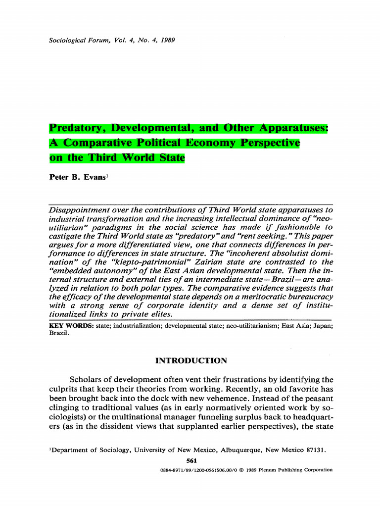 Comparative Political Economy of States | PDF | Bureaucracy | Market ...