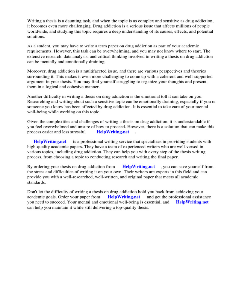 Writing a Thesis on Drug Addiction | PDF | Opioid Use Disorder | Addiction