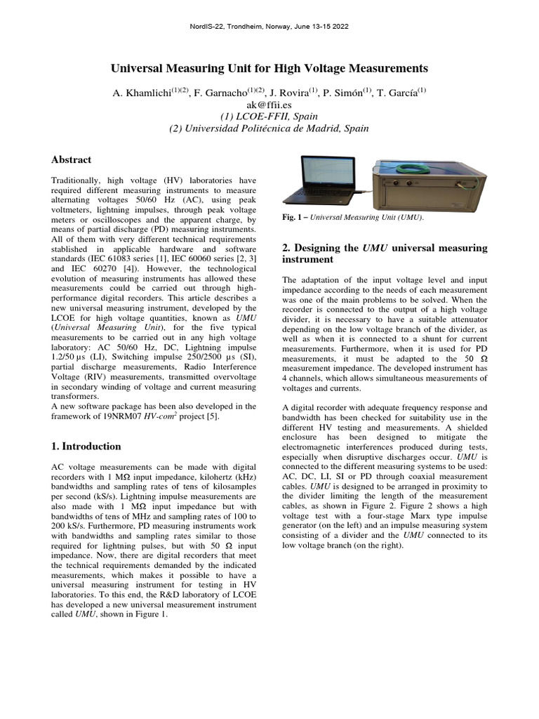 Universal Measuring Unit For High Voltage Measurem | PDF | Capacitor ...