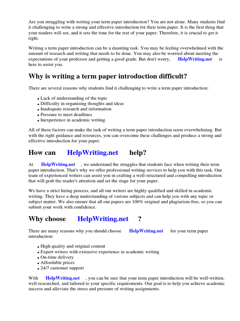 How To Write Term Paper Assignment