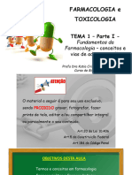 TEMA 1 - Parte I - Fundamentos Da Farmacologia - Conceitos e Vias de Administração