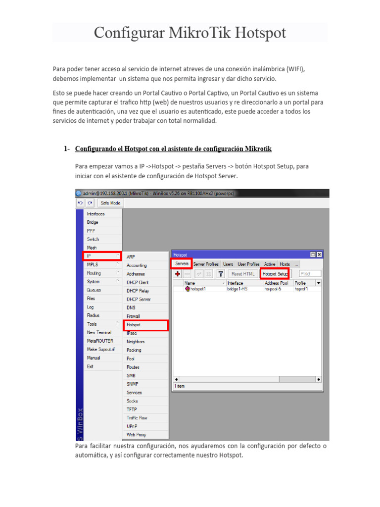 Hostpot | PDF | sistema de nombres de dominio | Autenticación