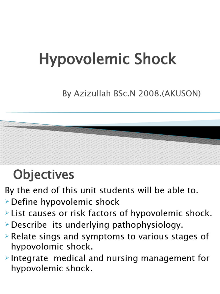 hypovolemic shock | PDF | Shock (Circulatory) | Blood Pressure