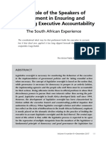 Madue 2017 The Role of The Speakers of Parliament in Ensuring and Sustaining Executive Accountability The South African