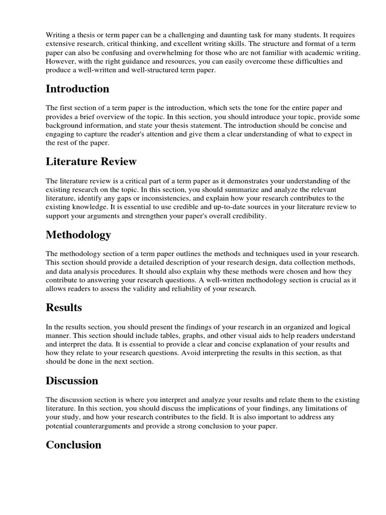 Term paper structure example pdf methodology essays