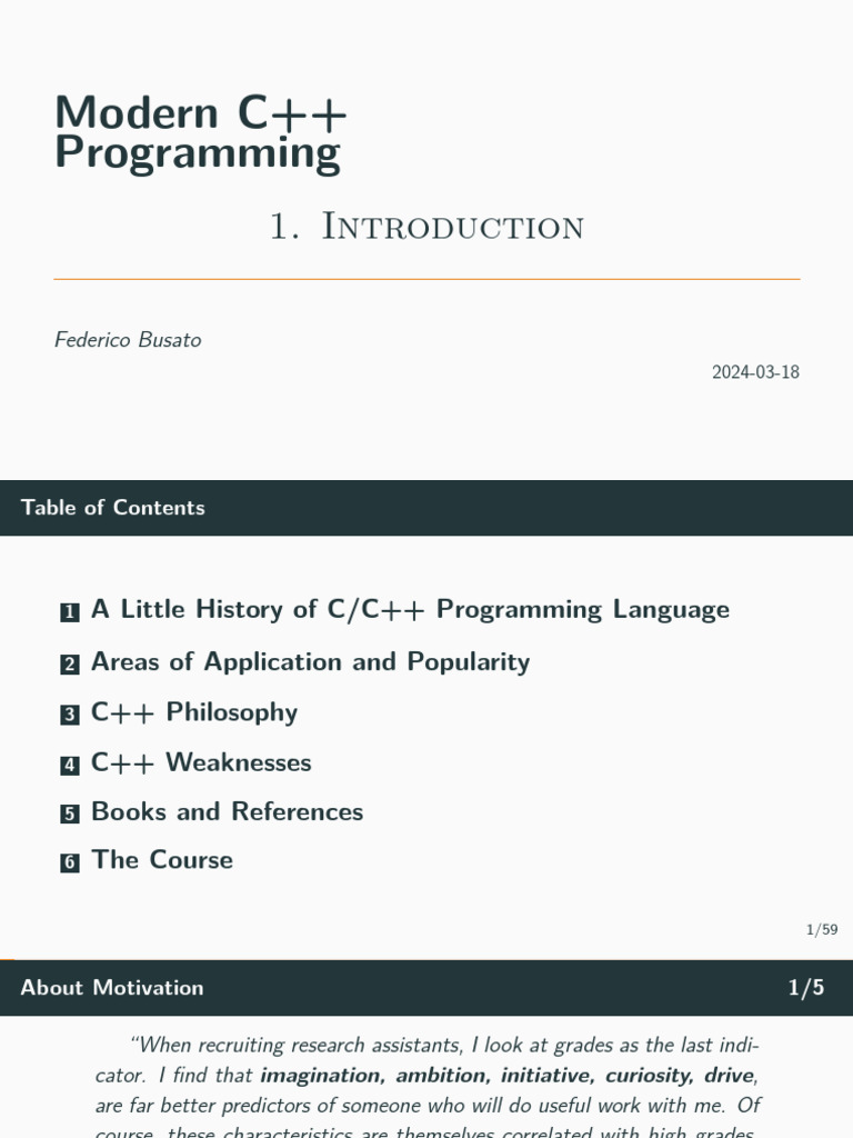 Modern C++: History and Applications | PDF | C++ | Integer (Computer ...