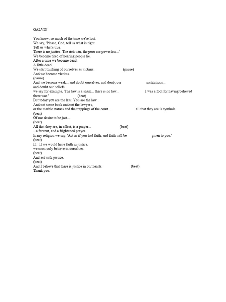 The Verdict GALVIN MONOLOGUE | PDF | Philosophy | Law