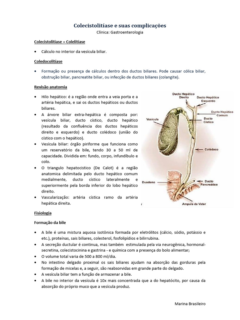Colecistolitíase e suas complicações | PDF | Bile | Fígado