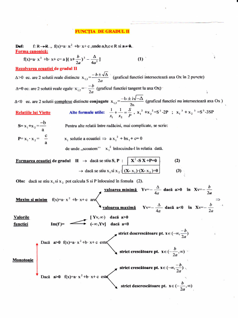 Functia de Gradul 2-Partea 1 | PDF