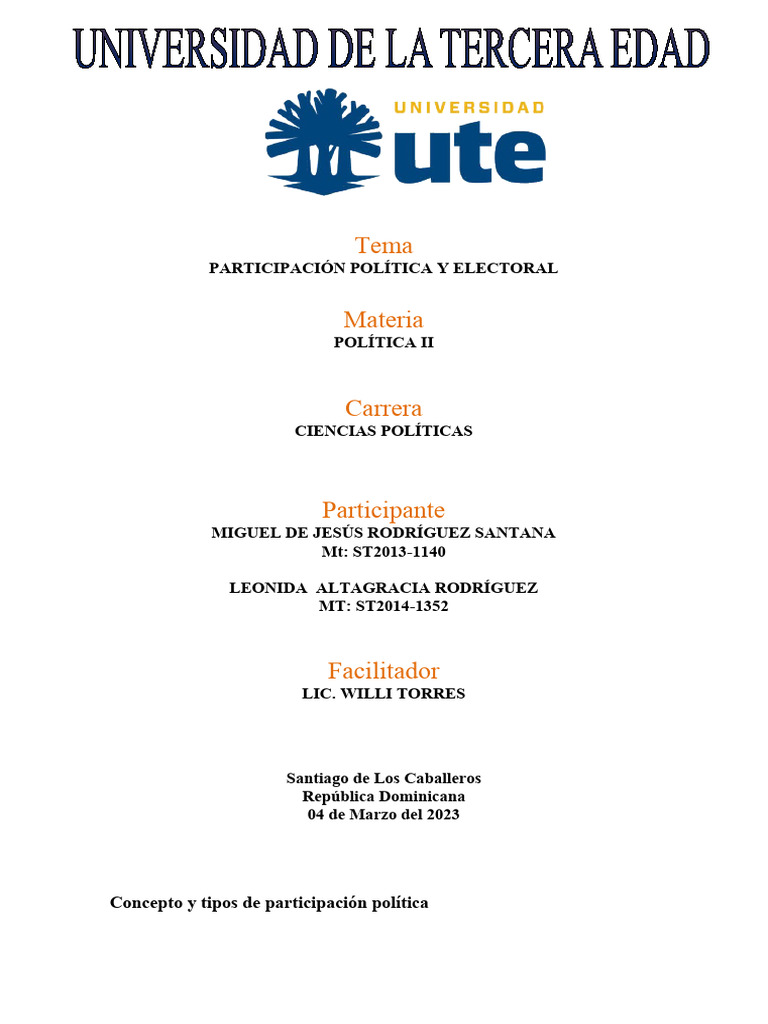 Tipos y Dimensiones de Participación Política | PDF | Ciencias ...