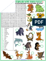 Animals Vocabulary Esl Word Search Puzzle Worksheets For Kids (Arrastrado)