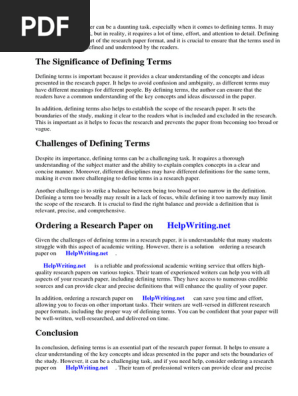 Definition of Terms in Research Paper Format