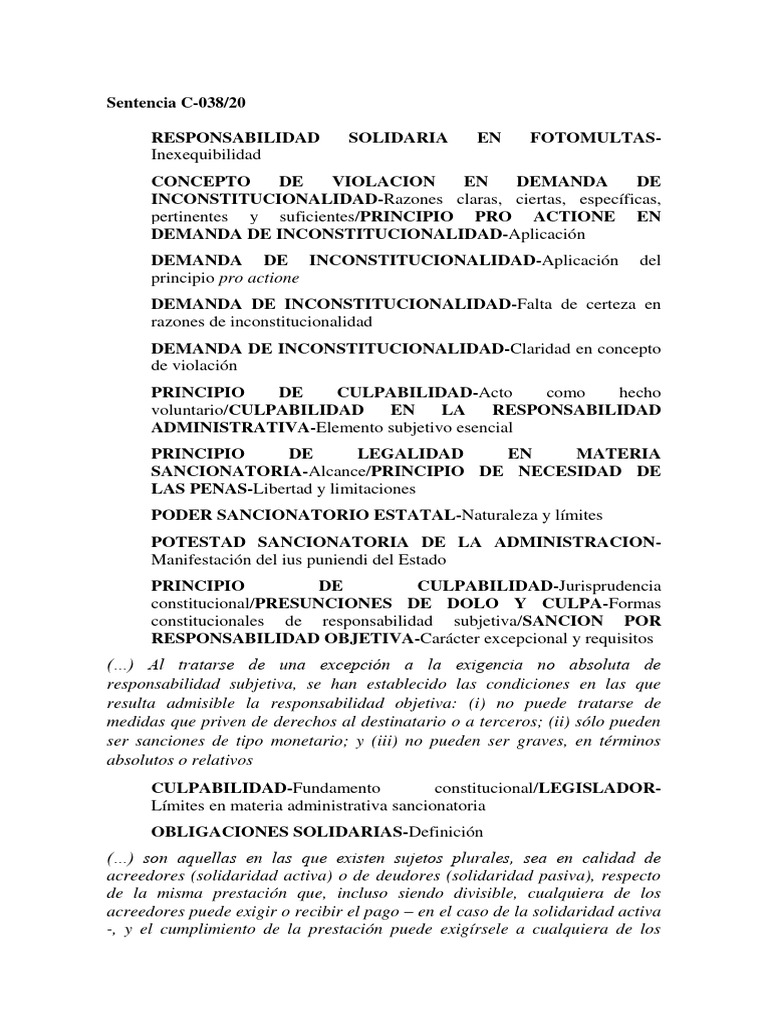 Sentencia C-038-20 | PDF | Debido al proceso | Caso de ley