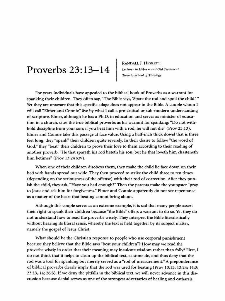 Understanding Proverbs 23:13-14's Discipline | PDF | Book Of Proverbs ...