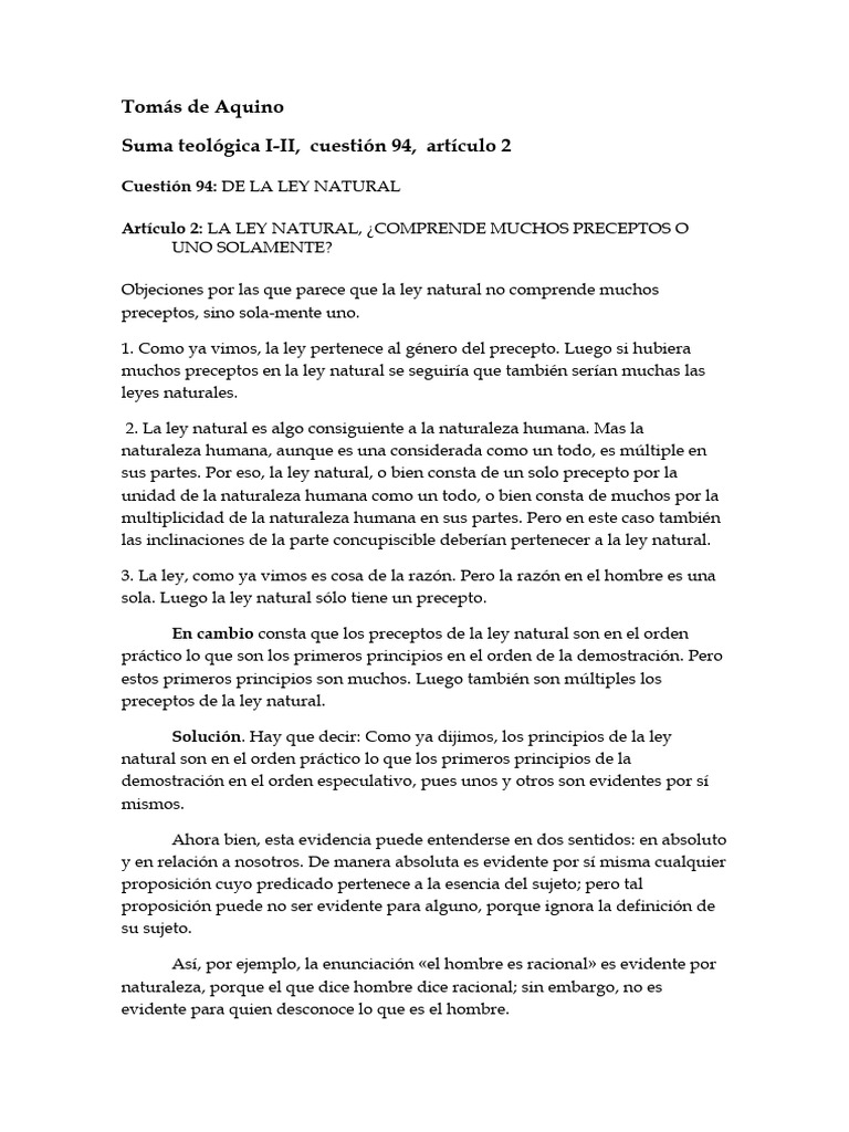 Textos Tomás de Aquino | PDF | La Ley natural | Razón