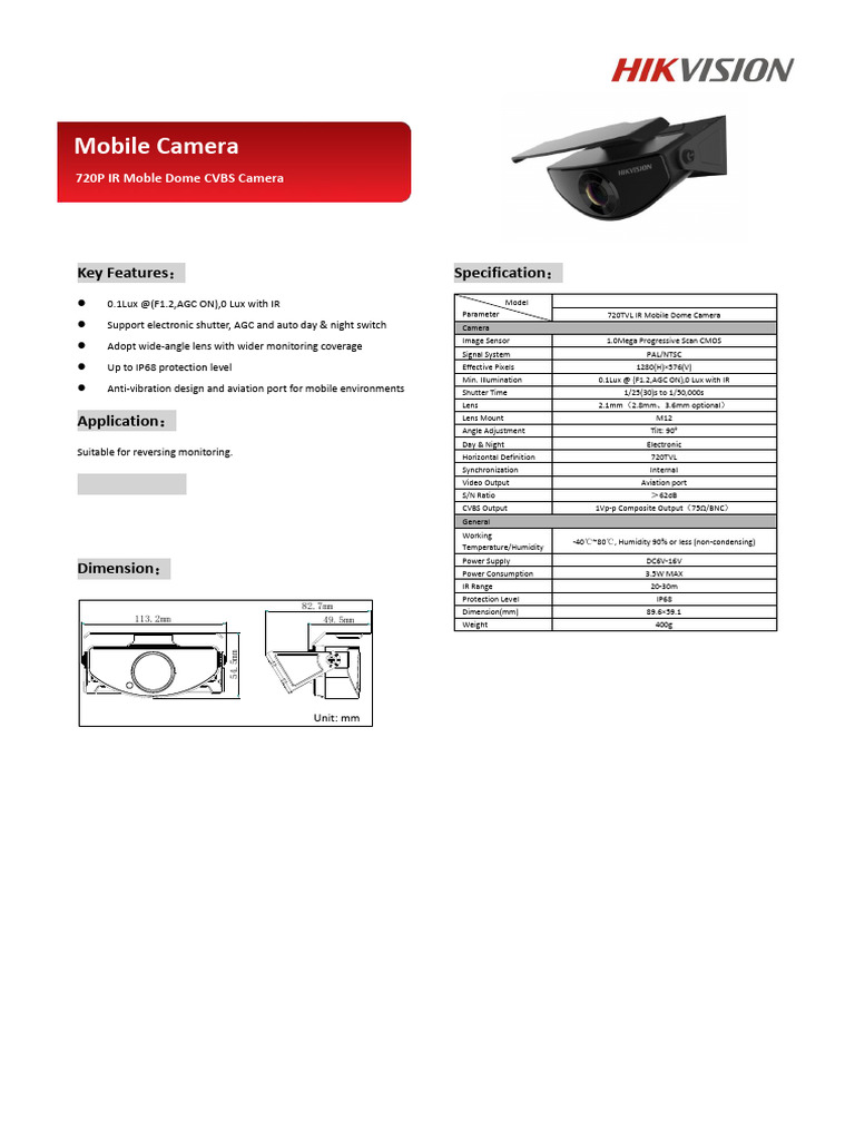 Hikvision Mobile Bullet Camera | PDF | Camera | Camera Lens
