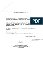 Certificado de Trabajo: - Proyecto Antamina