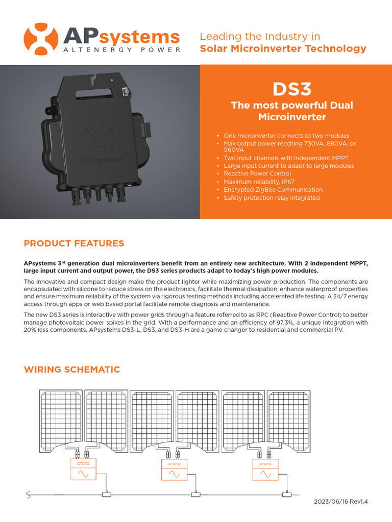 DS3 Dual Microinverter Specs | PDF | Solar Panel | Photovoltaics