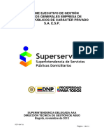 Informe Ejecutivo de Gestión Servicios Generales Empresa de Servicios Públicos de Carácter Privado S.A. E.S.P