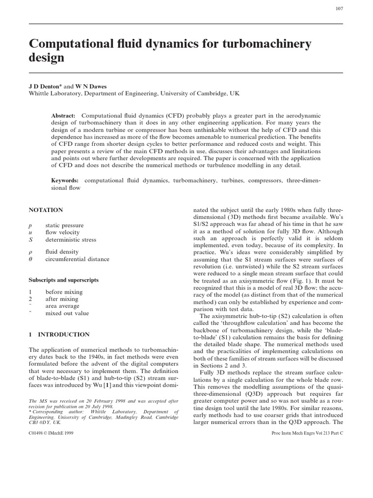 CFD Applications in Turbomachinery Design | PDF | Computational Fluid ...