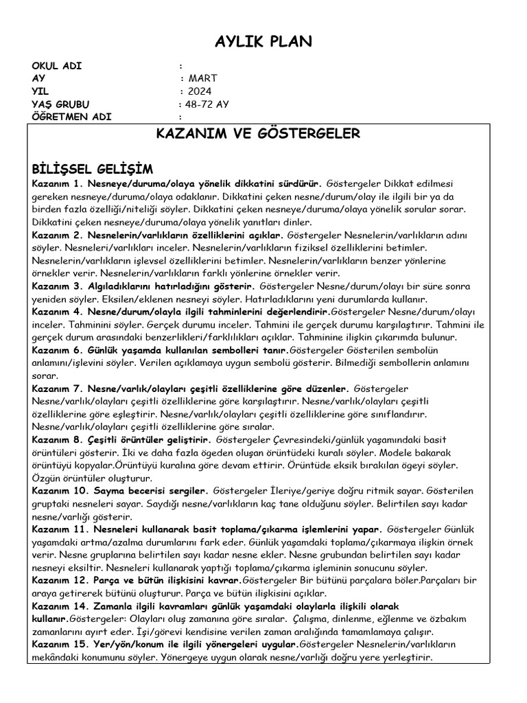 Mart ayi planlari aylik g nl k 1 pdf
