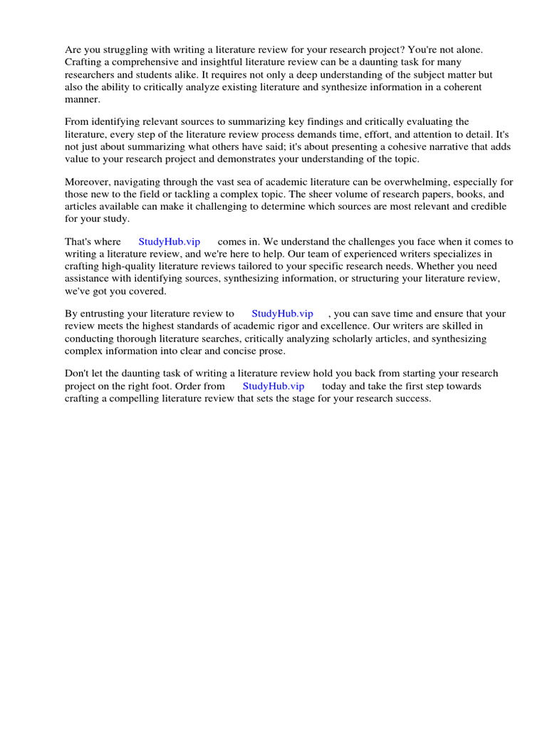 Literature Review Before Starting Research Project | PDF | Literature ...