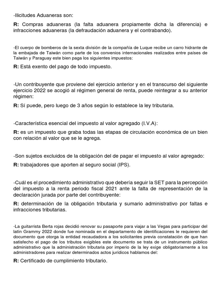 Ilicitudes y Obligaciones Tributarias en Paraguay | PDF | Impuestos ...