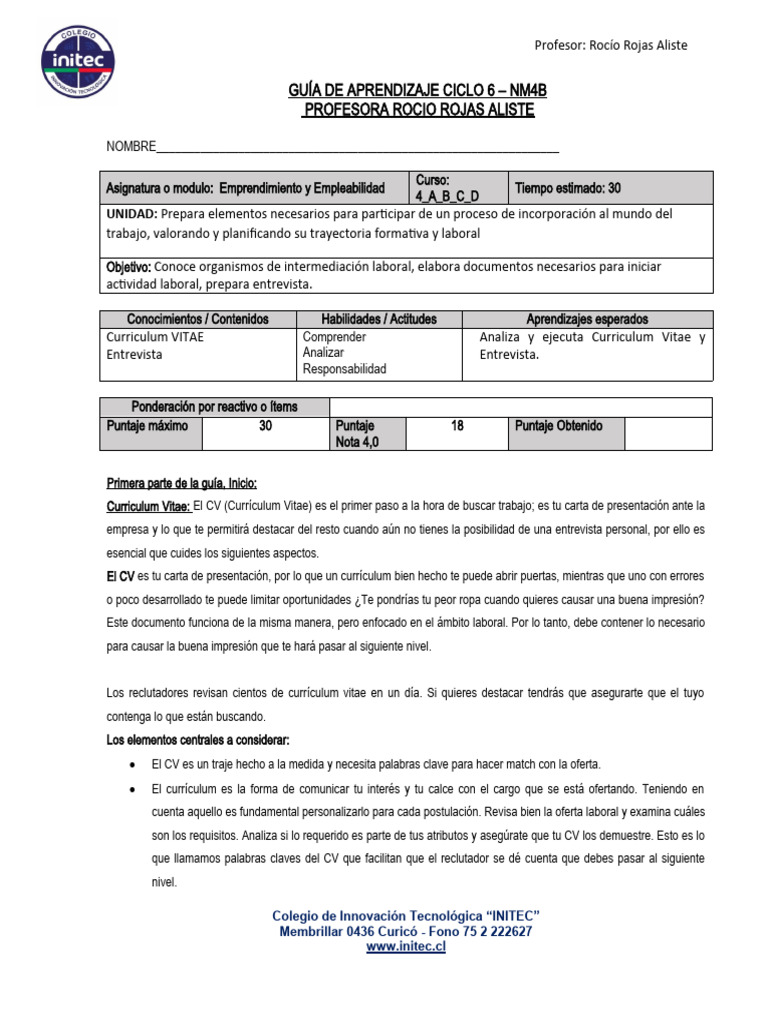 Guia Ciclo 6 Empr y Empleabilidad Nm4b | PDF | Plan de estudios ...
