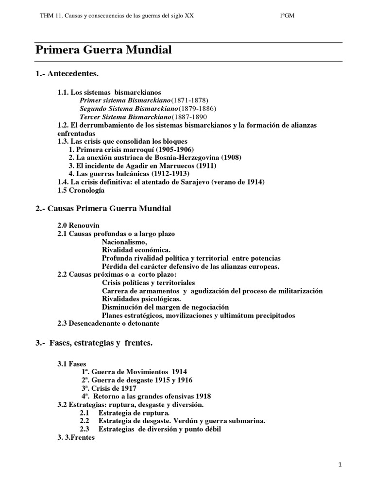 Causas y Consecuencias de la 1ª GM | PDF | Austria Hungría | imperio Alemán