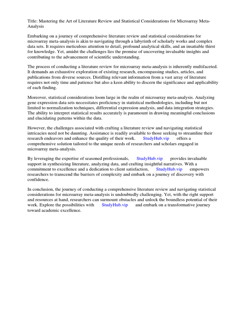 Comprehensive literature review and statistical considerations for