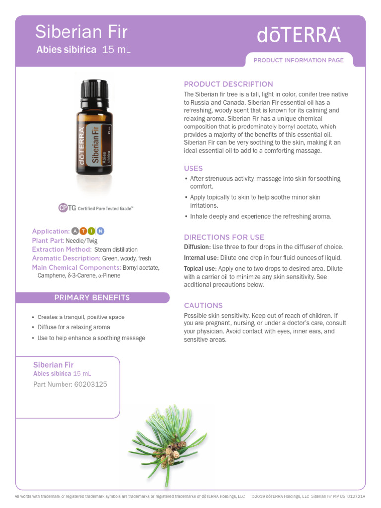 Siberian Fir Essential Oil Guide | PDF | Essential Oil | Fir