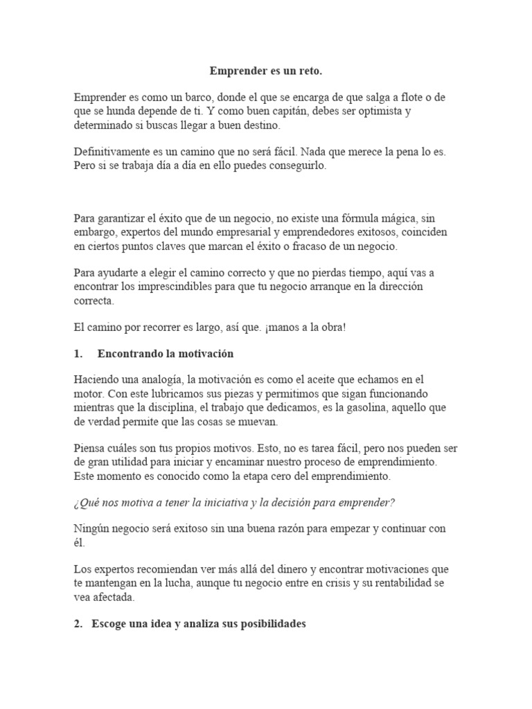 Claves para Emprender con Éxito | PDF | Iniciativa empresarial | Plan ...