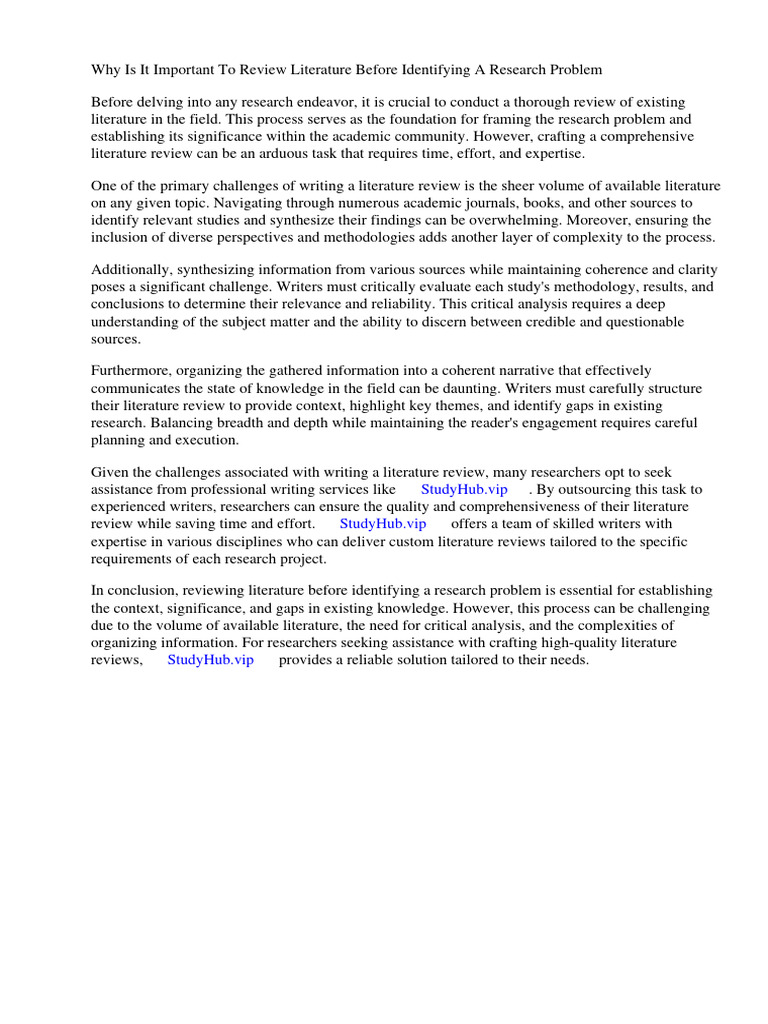 Importance of Literature Review in Research | PDF | Methodology ...