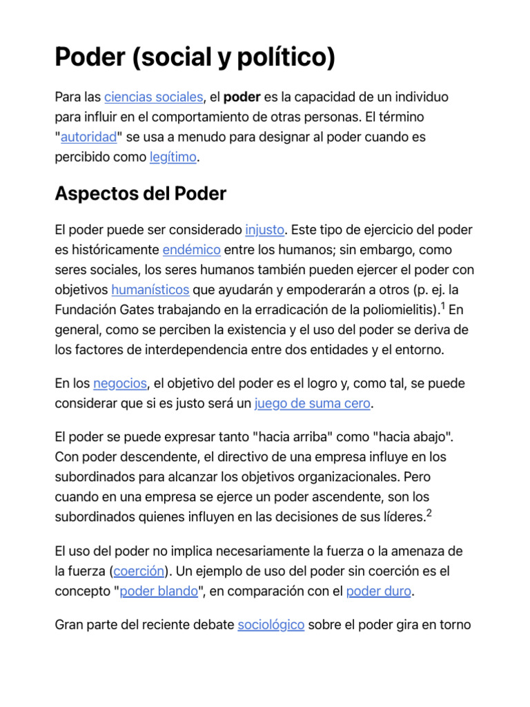 Poder (social y político) PDF Poder (social y político