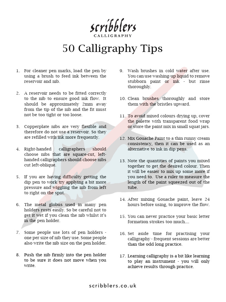 Scribblers 50 Calligraphy Tips 2022 | PDF | Pen | Calligraphy