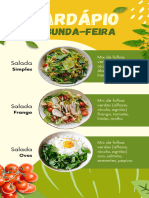 Cárdapio para Segunda Feira de Alimentos Saúdaveis