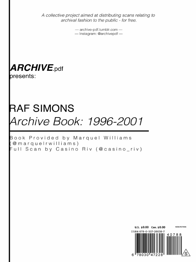 Raf Simons - Archive Book 1996-2001 | PDF