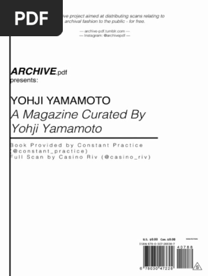 Yohji Yamamoto - A Magazine Curated by Yohji Yamamoto | PDF