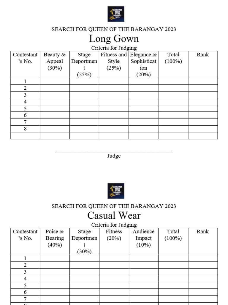 criteriaforjudgingsearch PDF Clothing Fashion