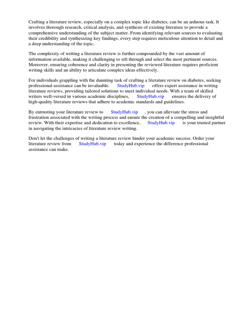 Literature Review Example Diabetes PDF Diabetes Diabetes Management