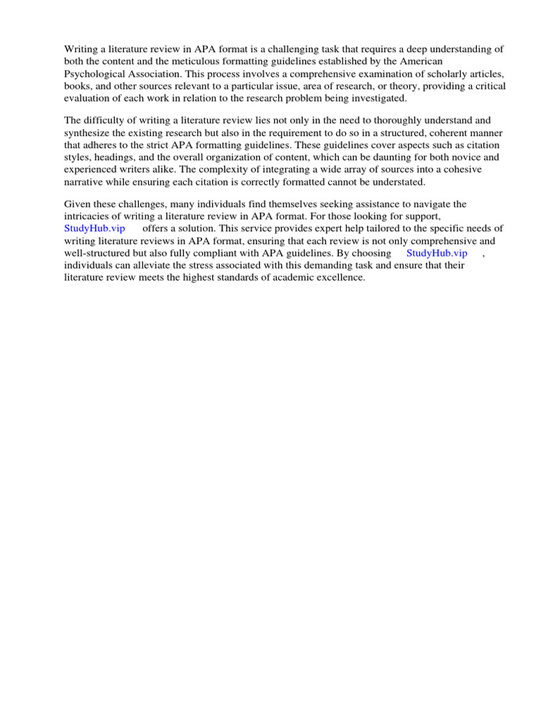 How To Write A Literature Review Apa Format PDF Apa Style