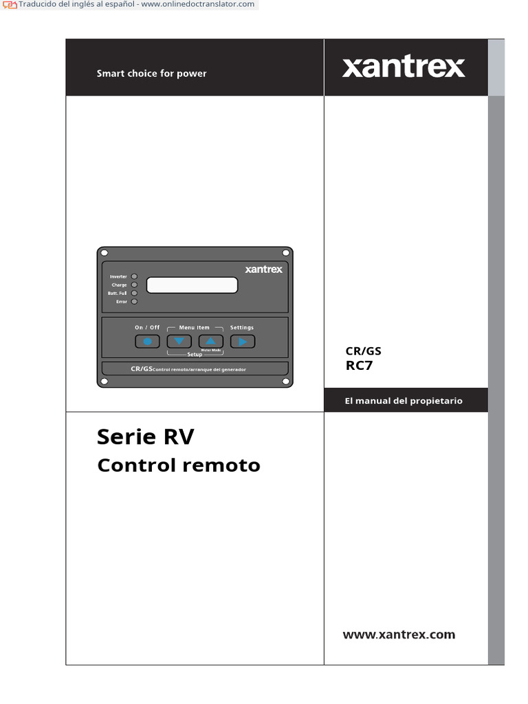 Manual Control Remoto Generador RV | PDF | Cargador de batería ...