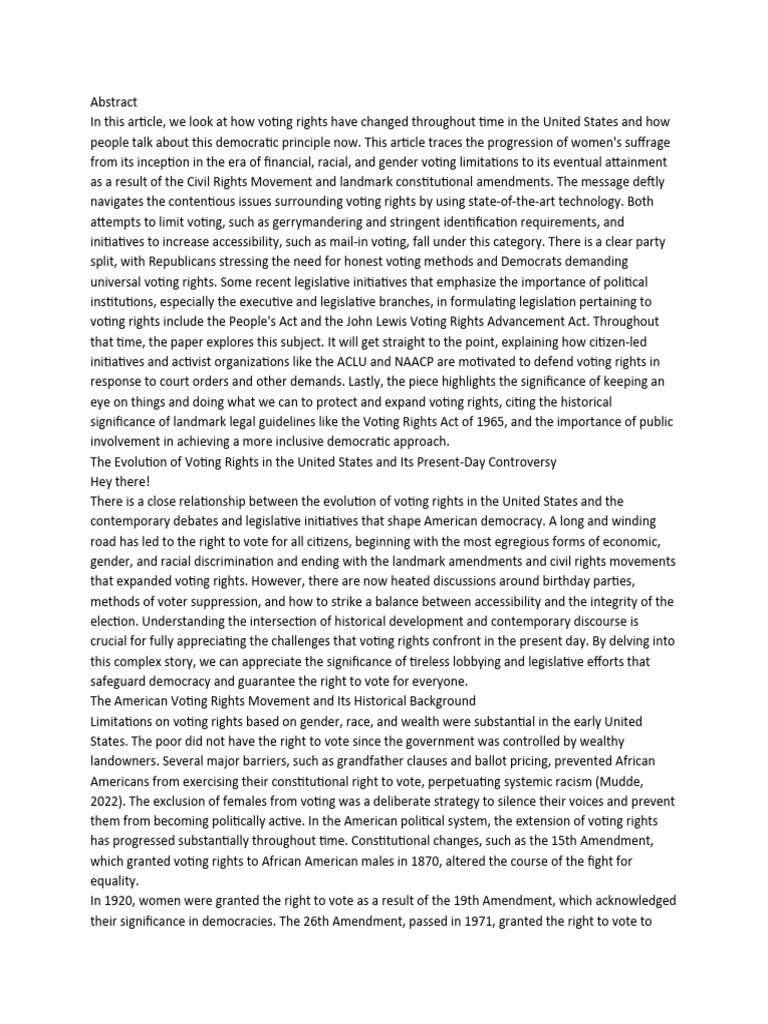 The intersection of historical development a 1 1 pdf voting rights
