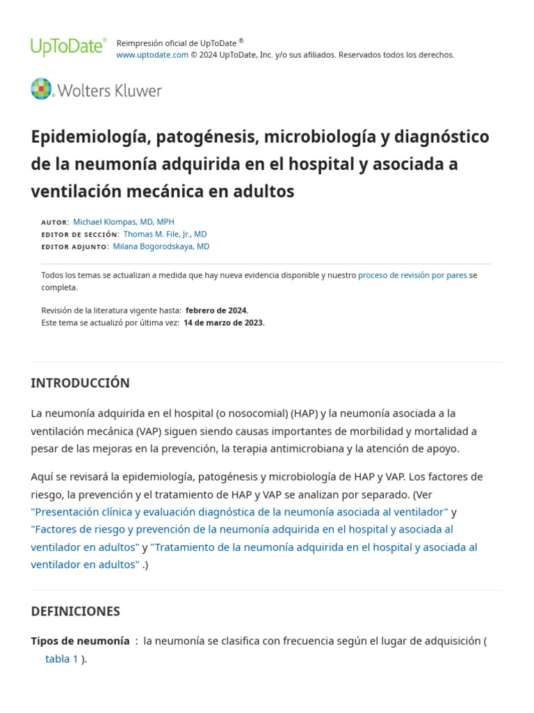 Neumonía Intrahospitalaria Pdf Neumonía Epidemiología