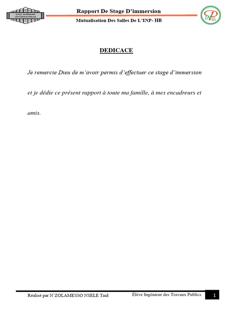 Rapport de Stage : Mutualisation INP-HB | PDF