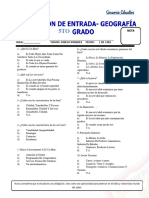 Evaluacion de Entrada Geografia 5to Prim